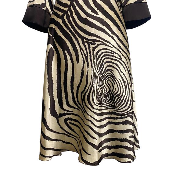 Vintage 90's Jodi Kristopher Satin Brown Zebra Print Dress- Funky Hippie Boho - Picture 9 of 14
